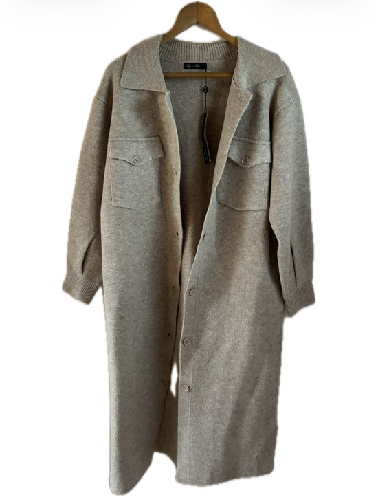 Lyla + Luxe Jackets & Blazers - Lyla + Luxe Long Beige Knit Utility Coat Long Button Up Cardigan